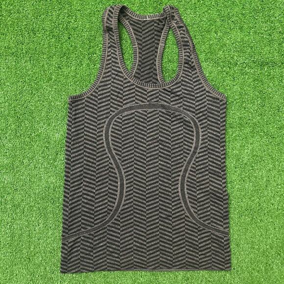 Lululemon Black Cherry Chevron Stripe Racerback Tank Top - Picture 1 of 6